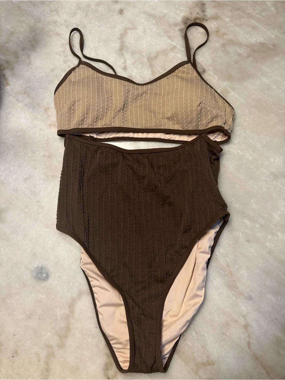 Cupshe Brown High-Waist One-Piece Womens Swimsuit